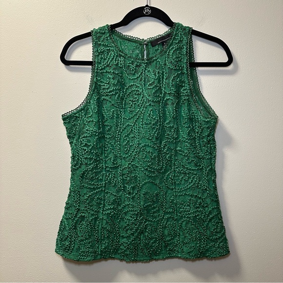 White House|Black Market Womens Emerald Green Crochet Lace Sleeveless Top Sz 8 - Picture 1 of 8